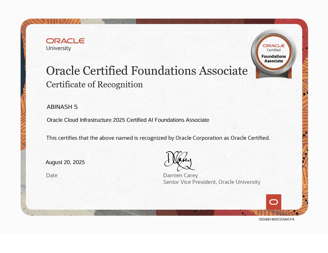 Oracle Cloud Infrastructure AI Foundations Associate